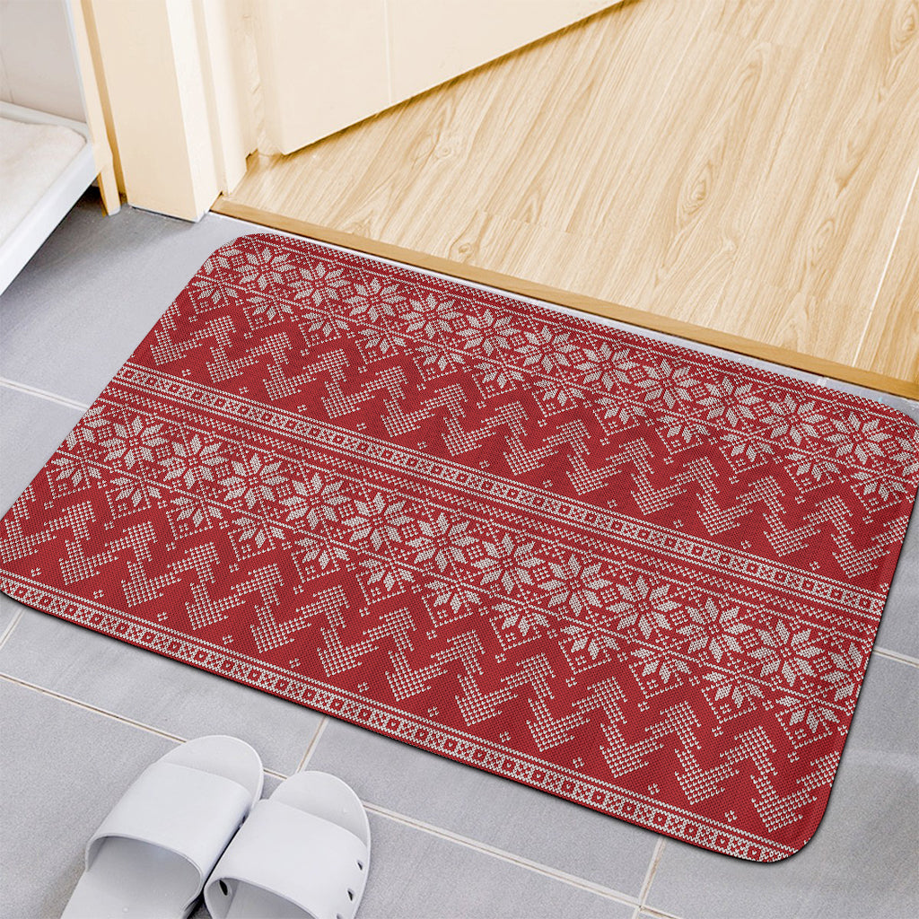 Christmas Festive Knitted Pattern Print Indoor Door Mat