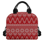 Christmas Festive Knitted Pattern Print Insulated Lunch Bag
