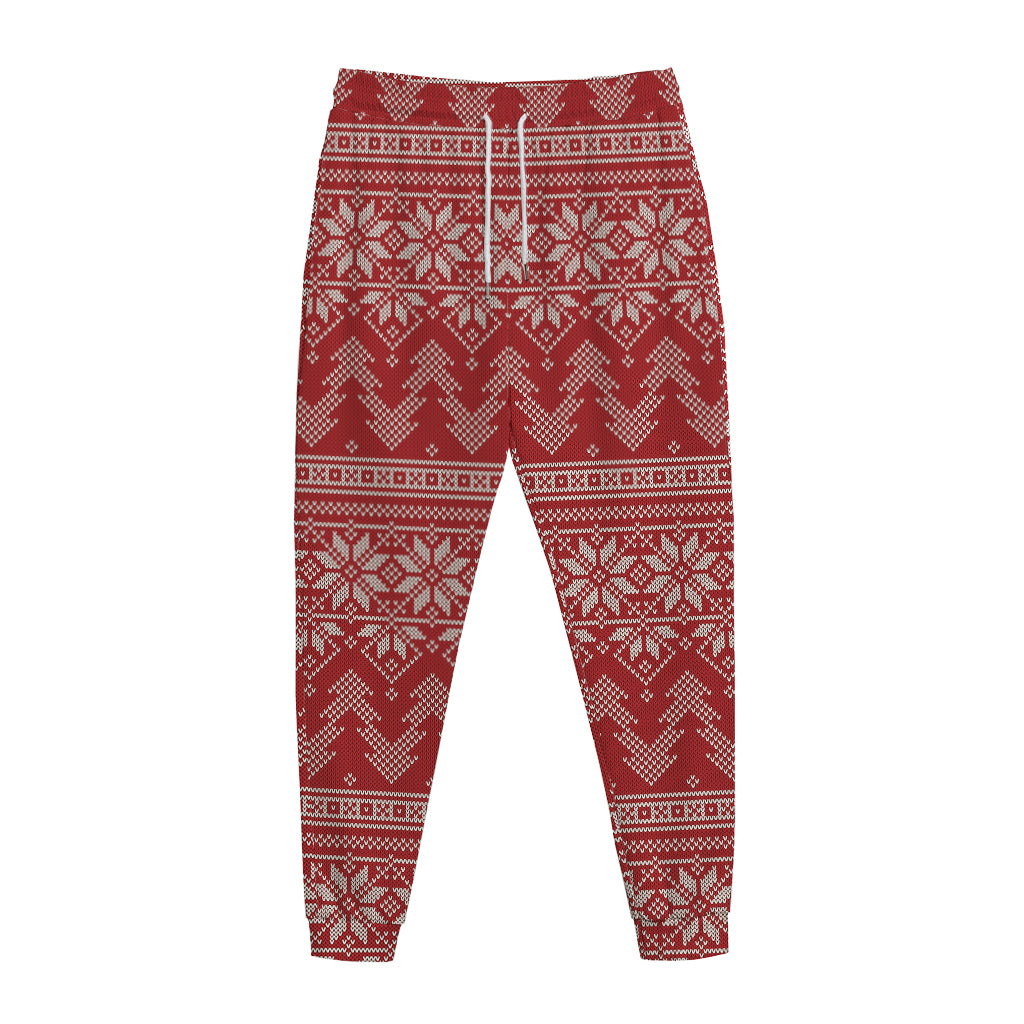 Christmas Festive Knitted Pattern Print Jogger Pants
