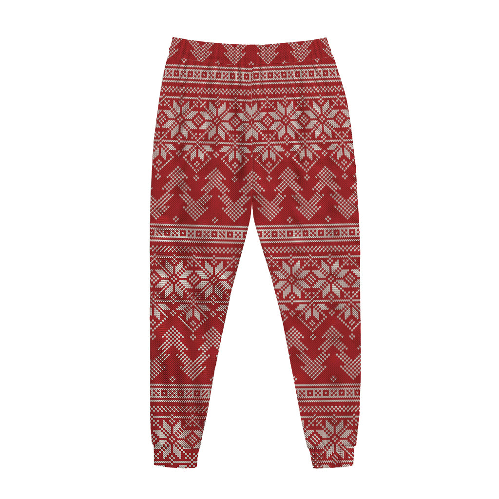 Christmas Festive Knitted Pattern Print Jogger Pants