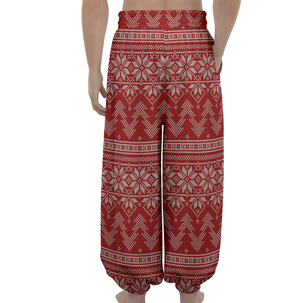 Christmas Festive Knitted Pattern Print Lantern Pants