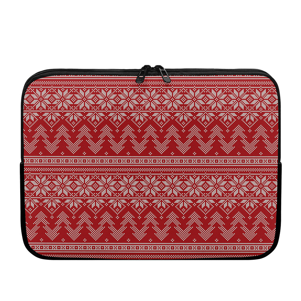 Christmas Festive Knitted Pattern Print Laptop Sleeve