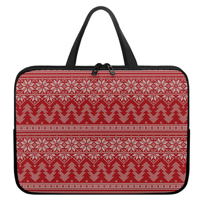 Christmas Festive Knitted Pattern Print Laptop Sleeve With Handle