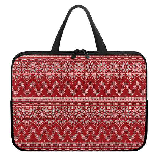 Christmas Festive Knitted Pattern Print Laptop Sleeve With Handle