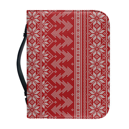 Christmas Festive Knitted Pattern Print Leather Bible Cover