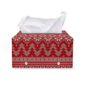 Christmas Festive Knitted Pattern Print Leather Tissue Box Cover