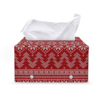 Christmas Festive Knitted Pattern Print Leather Tissue Box Cover