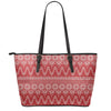 Christmas Festive Knitted Pattern Print Leather Tote Bag