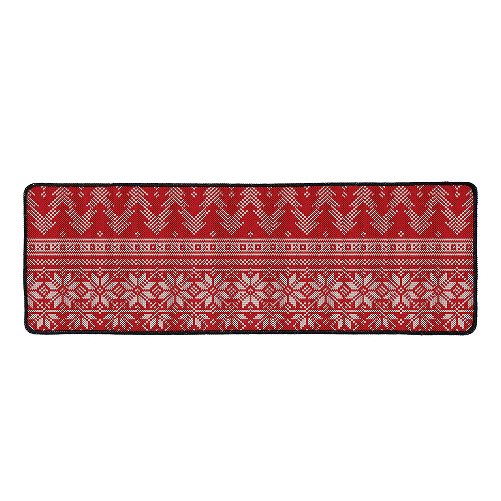 Christmas Festive Knitted Pattern Print Long Kitchen Mat
