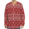 Christmas Festive Knitted Pattern Print Long Sleeve Baseball Jersey