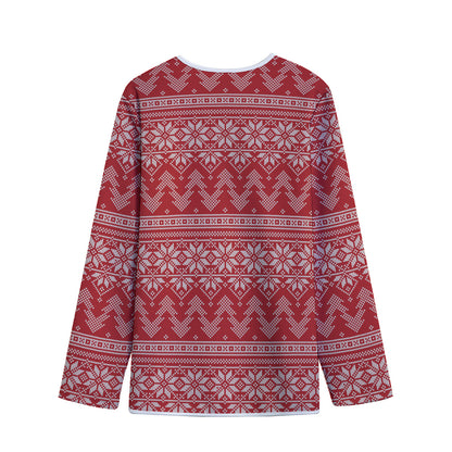 Christmas Festive Knitted Pattern Print Long Sleeve Short Coat