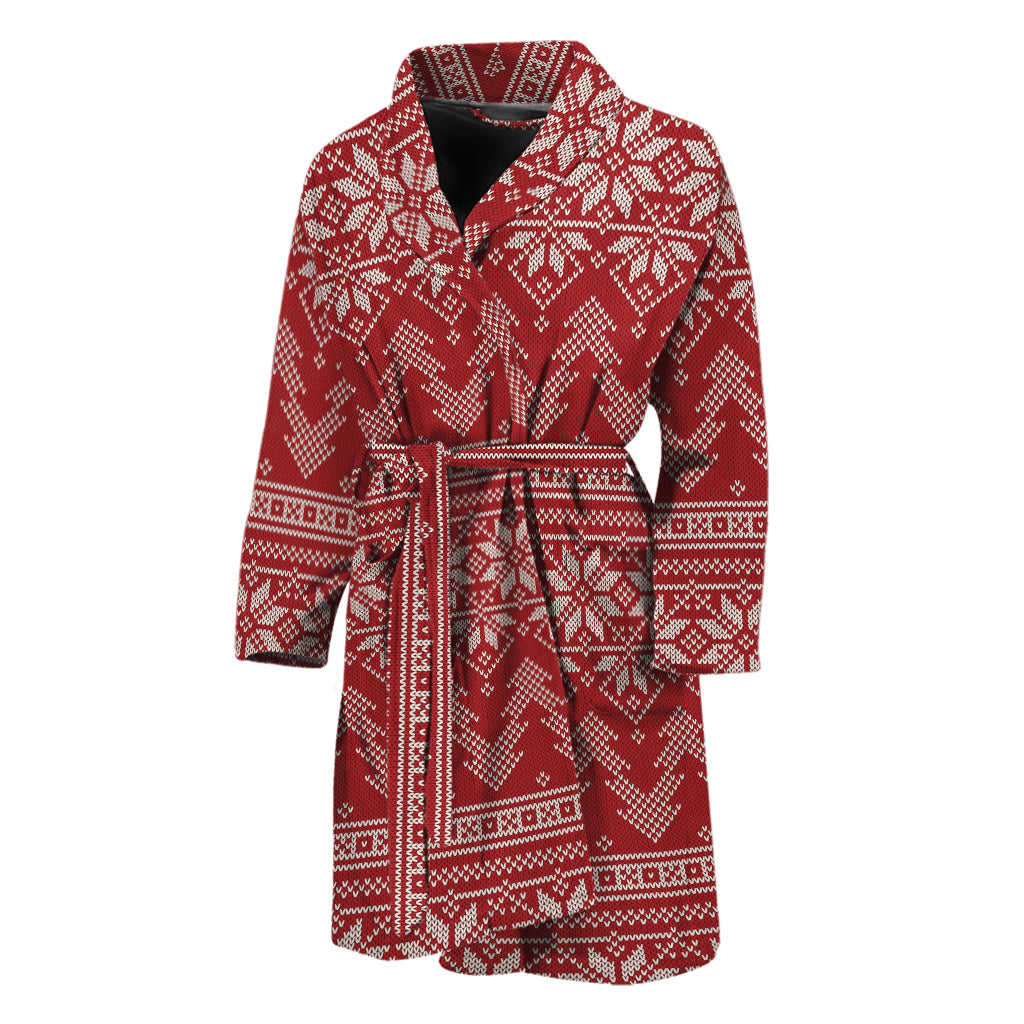 Christmas Festive Knitted Pattern Print Men's Bathrobe