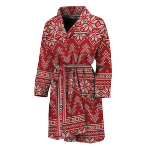 Christmas Festive Knitted Pattern Print Men's Bathrobe