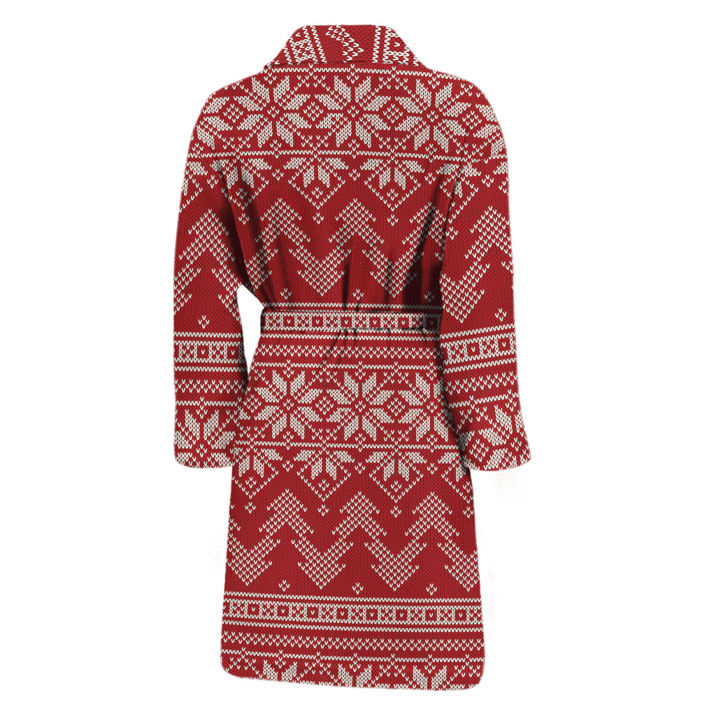 Christmas Festive Knitted Pattern Print Men's Bathrobe