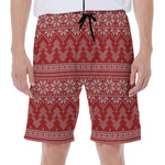 Christmas Festive Knitted Pattern Print Men's Beach Shorts