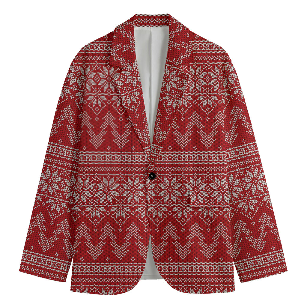 Christmas Festive Knitted Pattern Print Men's Blazer