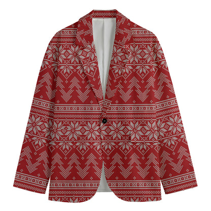Christmas Festive Knitted Pattern Print Men's Blazer