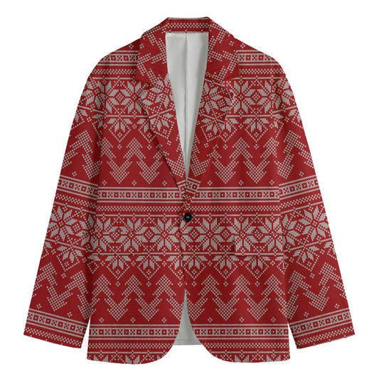 Christmas Festive Knitted Pattern Print Men's Blazer