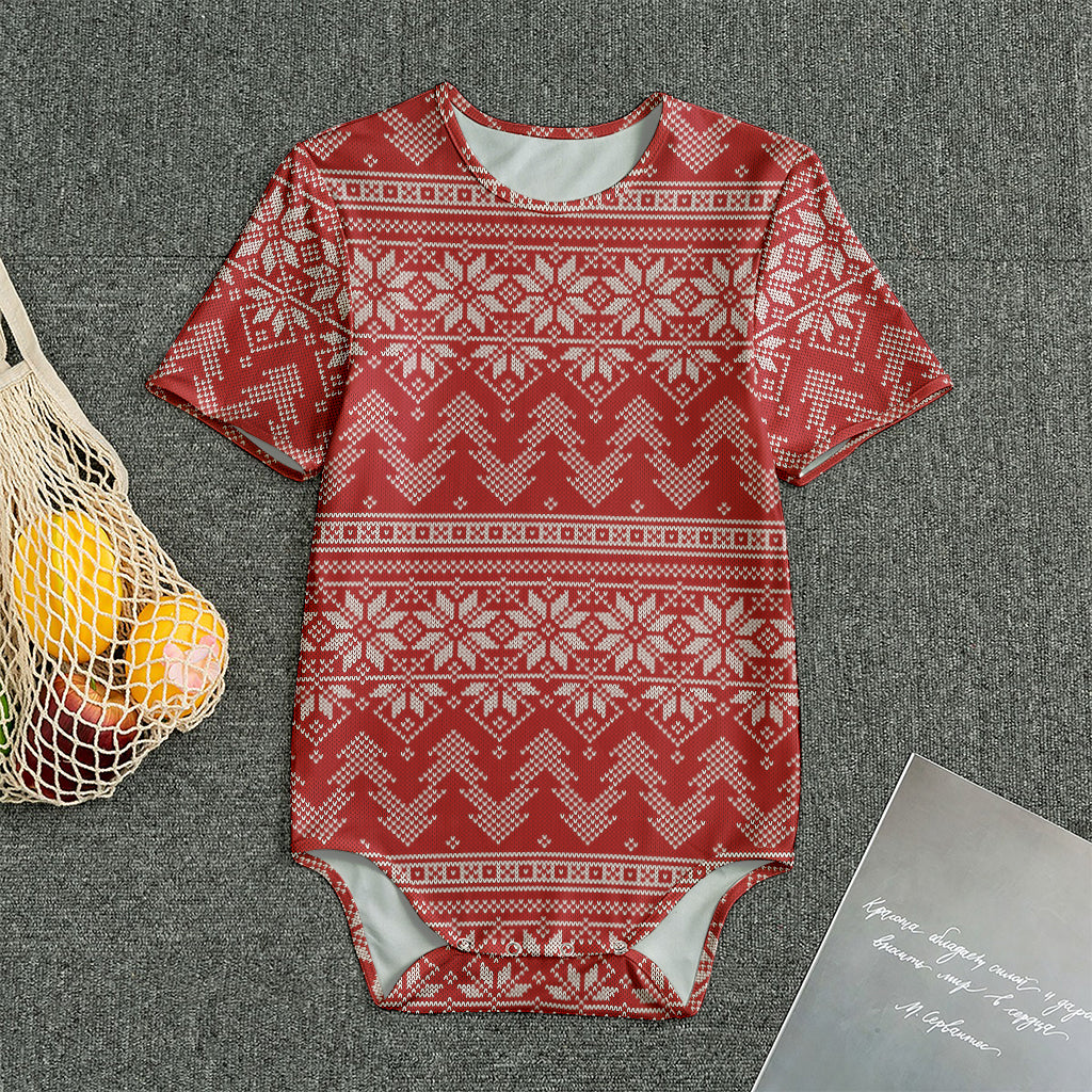 Christmas Festive Knitted Pattern Print Men's Bodysuit