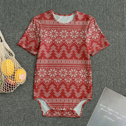 Christmas Festive Knitted Pattern Print Men's Bodysuit