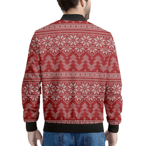 Christmas Festive Knitted Pattern Print Men's Bomber Jacket