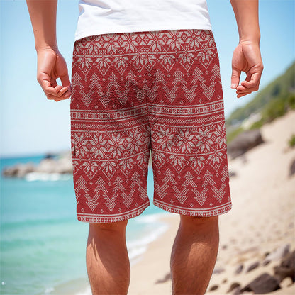Christmas Festive Knitted Pattern Print Men's Cargo Shorts