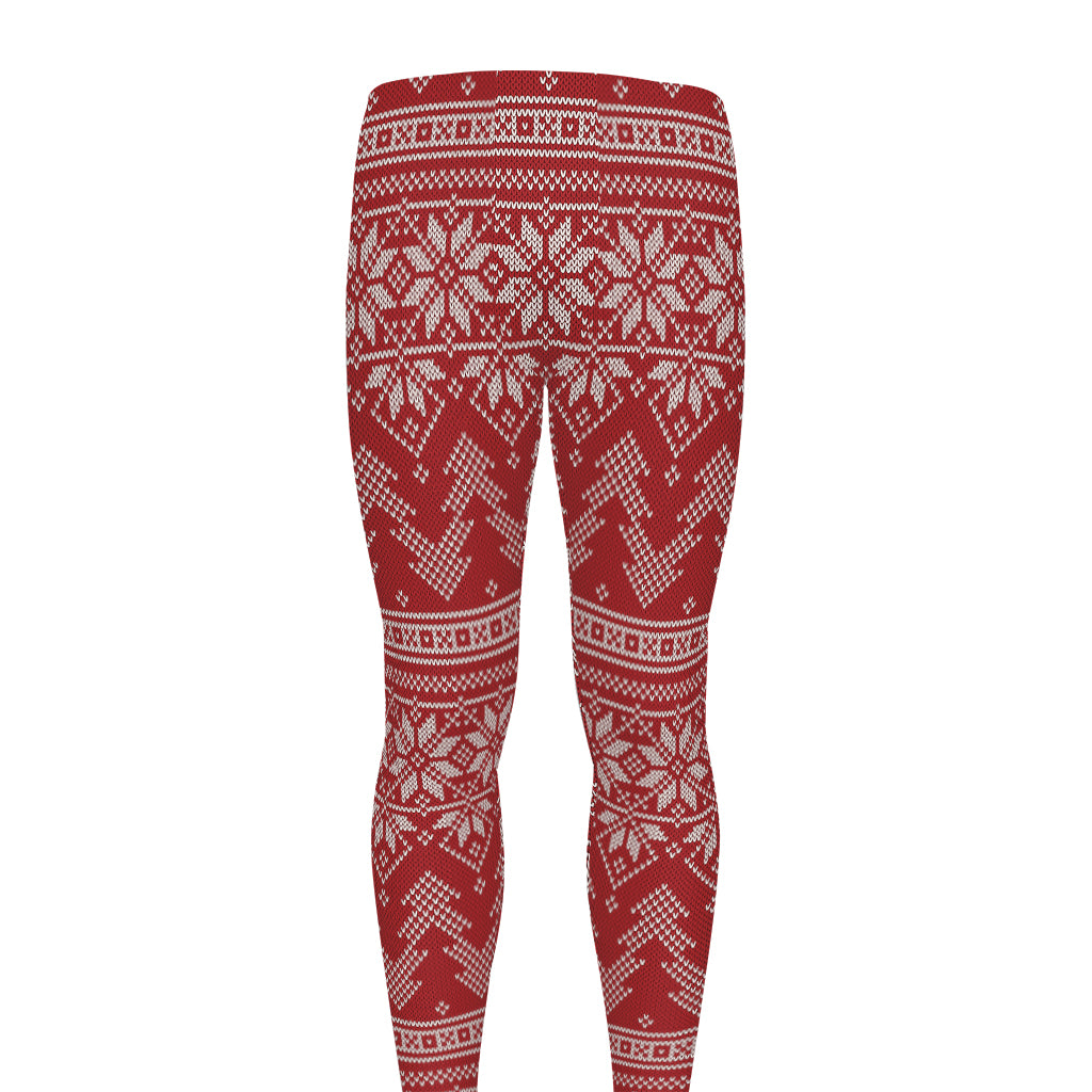 Christmas Festive Knitted Pattern Print Men's leggings