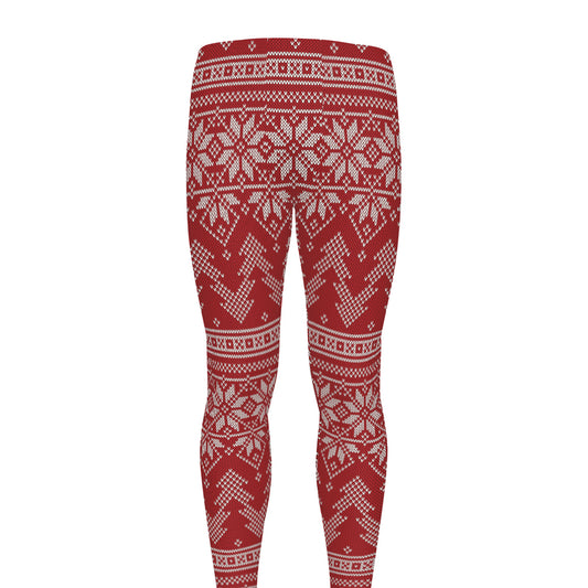 Christmas Festive Knitted Pattern Print Men's leggings