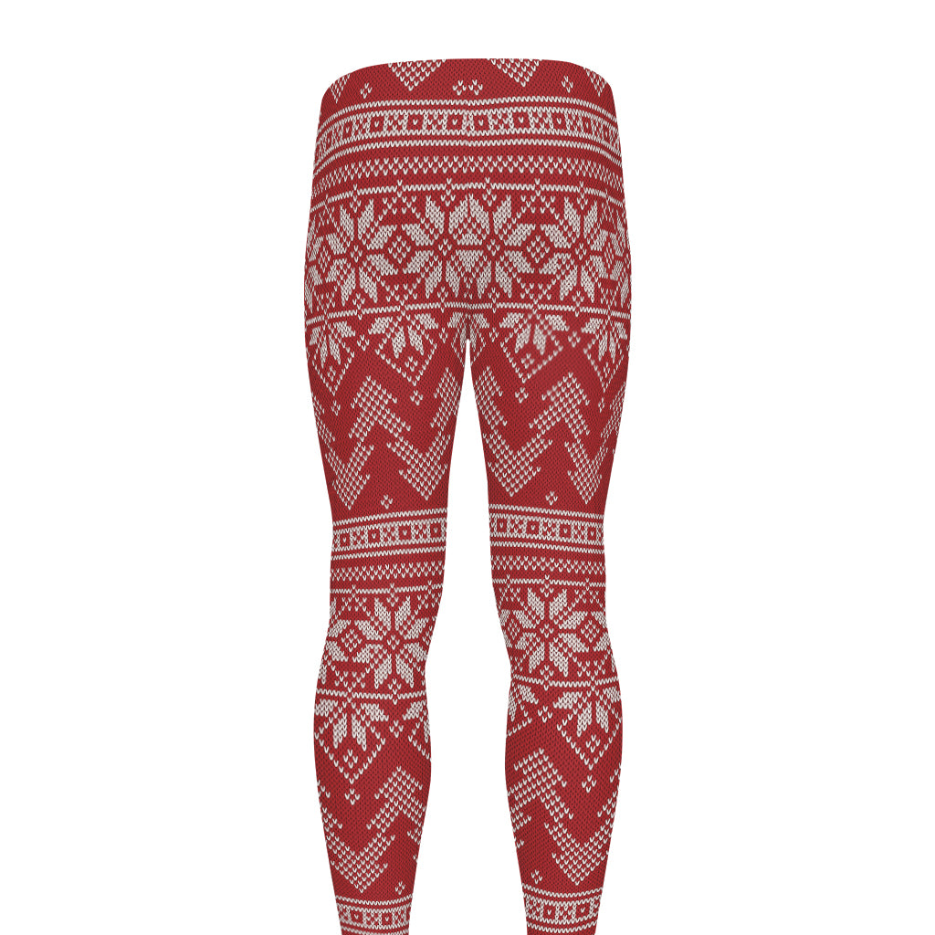 Christmas Festive Knitted Pattern Print Men's leggings