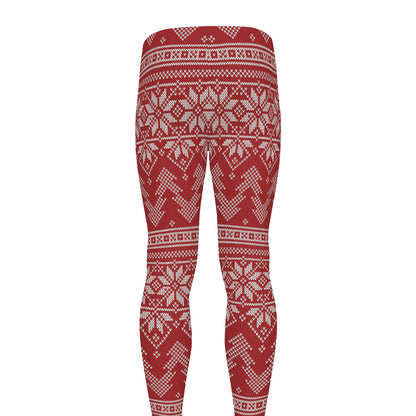 Christmas Festive Knitted Pattern Print Men's leggings