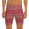 Christmas Festive Knitted Pattern Print Men's Long Boxer Briefs