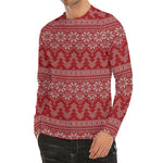 Christmas Festive Knitted Pattern Print Men's Long Sleeve Rash Guard