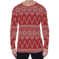 Christmas Festive Knitted Pattern Print Men's Long Sleeve T-Shirt