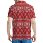 Christmas Festive Knitted Pattern Print Men's Polo Shirt