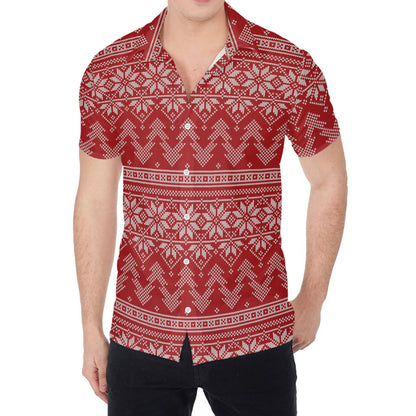 Christmas Festive Knitted Pattern Print Men's Shirt