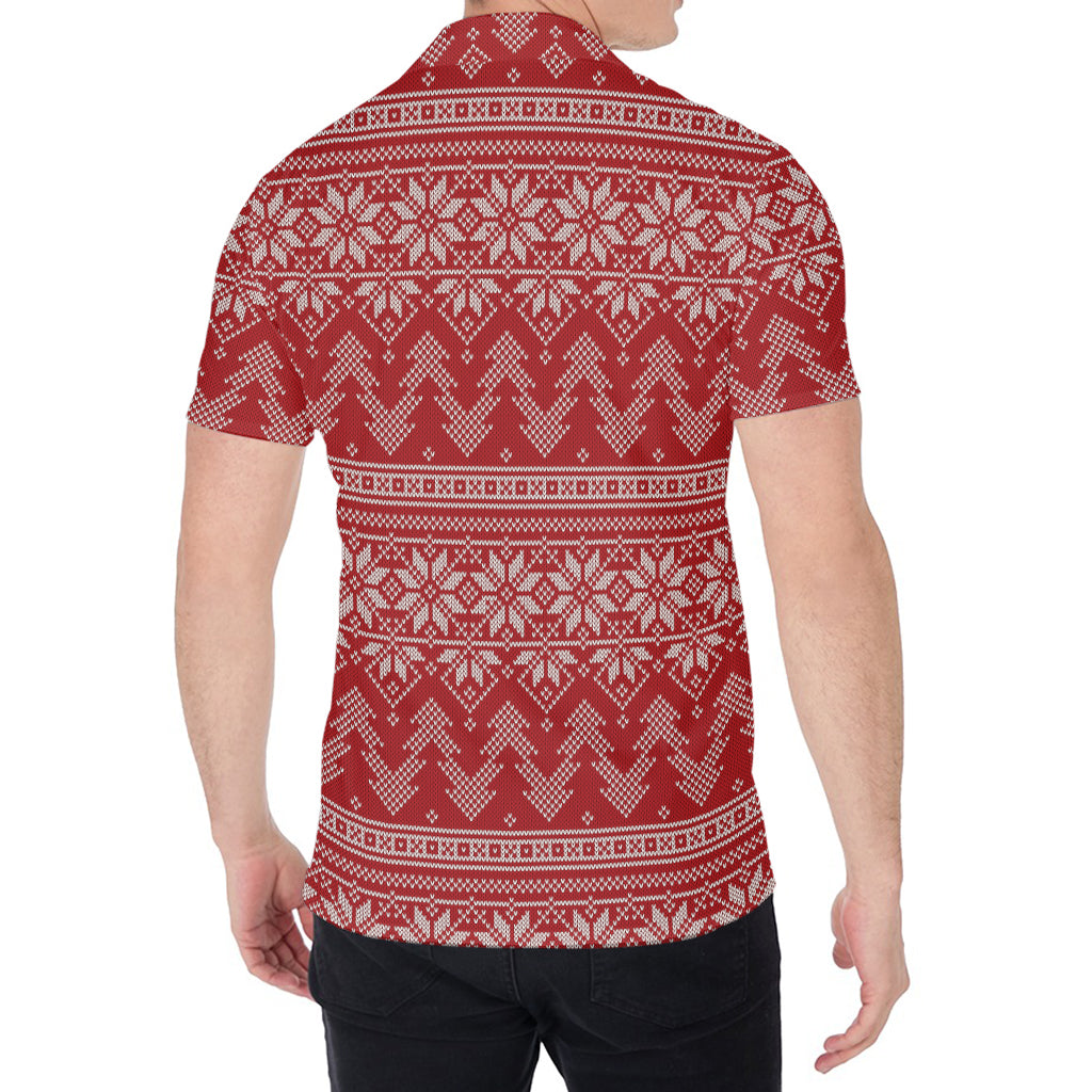 Christmas Festive Knitted Pattern Print Men's Shirt