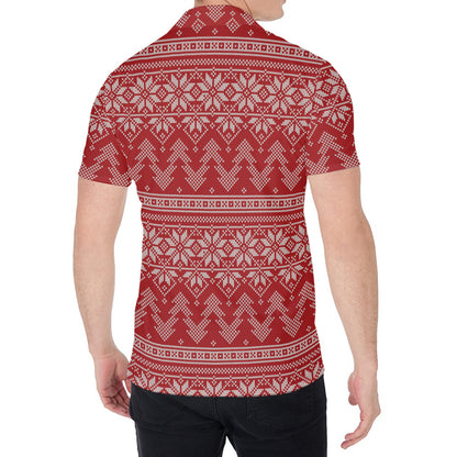 Christmas Festive Knitted Pattern Print Men's Shirt
