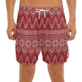 Christmas Festive Knitted Pattern Print Men's Split Running Shorts
