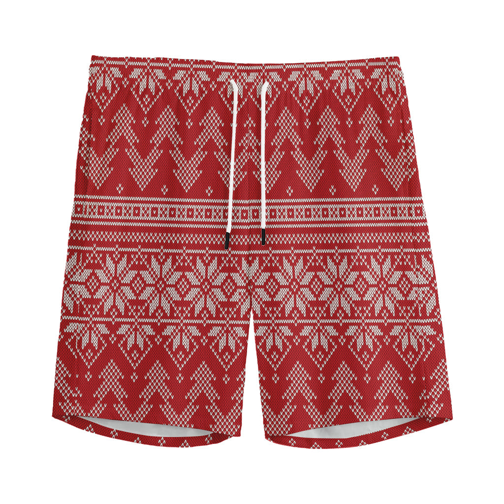 Christmas Festive Knitted Pattern Print Men's Sports Shorts