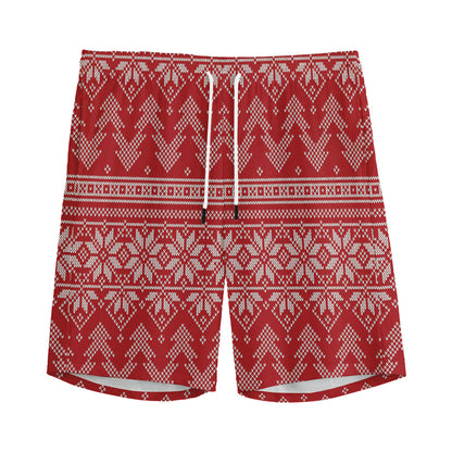 Christmas Festive Knitted Pattern Print Men's Sports Shorts