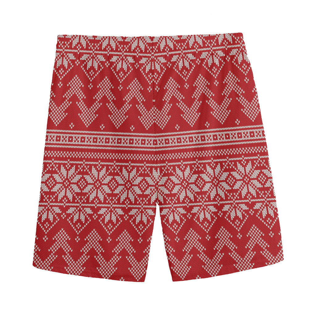 Christmas Festive Knitted Pattern Print Men's Sports Shorts