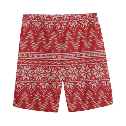 Christmas Festive Knitted Pattern Print Men's Sports Shorts