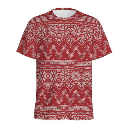 Christmas Festive Knitted Pattern Print Men's Sports T-Shirt
