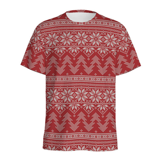 Christmas Festive Knitted Pattern Print Men's Sports T-Shirt