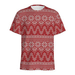 Christmas Festive Knitted Pattern Print Men's Sports T-Shirt