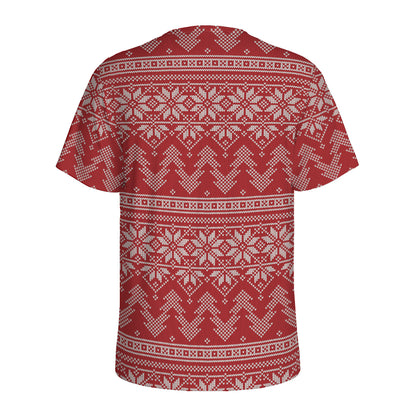 Christmas Festive Knitted Pattern Print Men's Sports T-Shirt