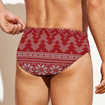 Christmas Festive Knitted Pattern Print Men's Swim Briefs