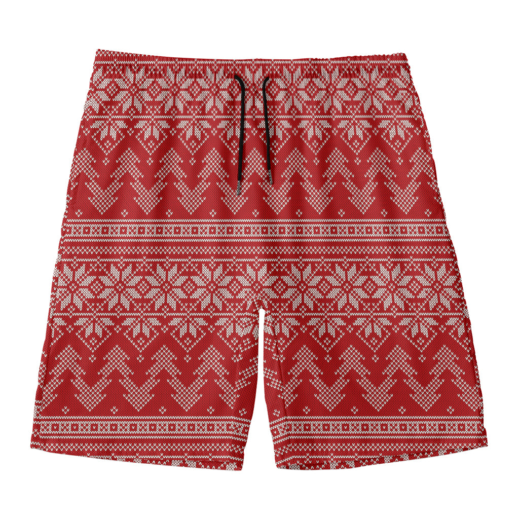 Christmas Festive Knitted Pattern Print Men's Swim Trunks