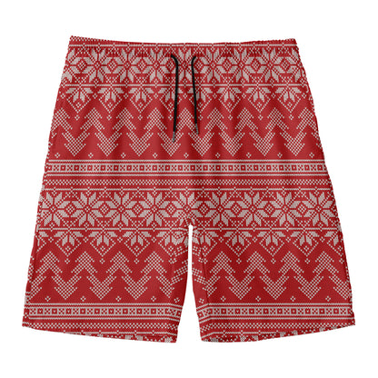 Christmas Festive Knitted Pattern Print Men's Swim Trunks