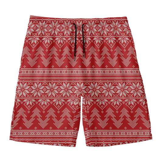 Christmas Festive Knitted Pattern Print Men's Swim Trunks